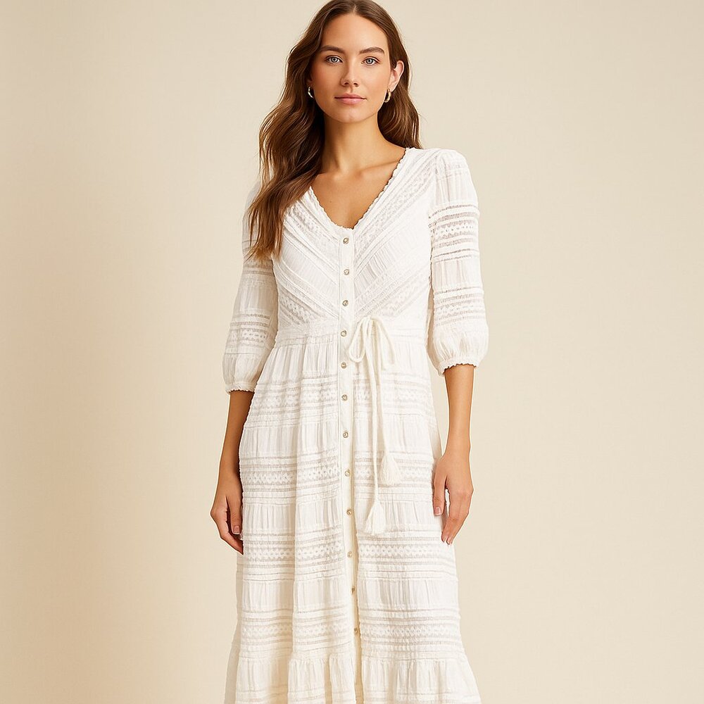 A Collective Story White Lace Textured Maxi Dress XL